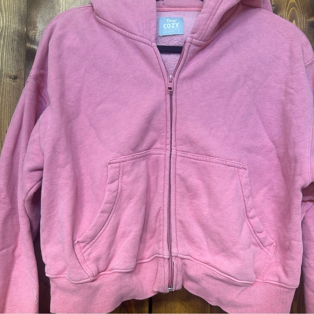 TNA Cozy Pink Zip-Up Hoodie